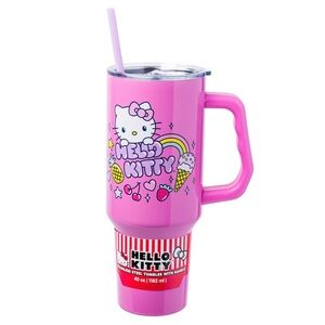 HELLO KITTY Pink Tumbler with Straw.
